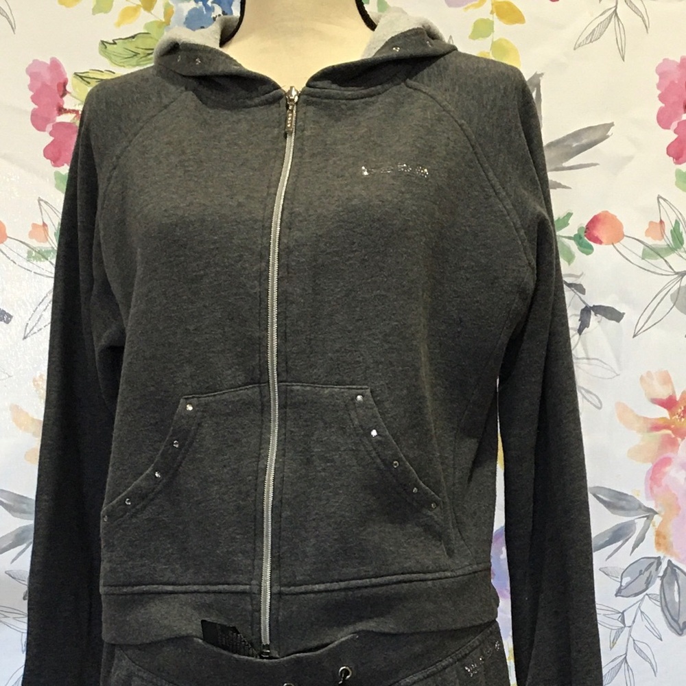 Bebe Womens Jacket and Pants Set with Rhimestones